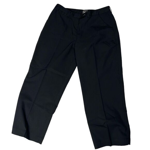 Adidas Women Athletic Black Cotton Capri Pants Button Fly 10 Casual - Picture 1 of 4